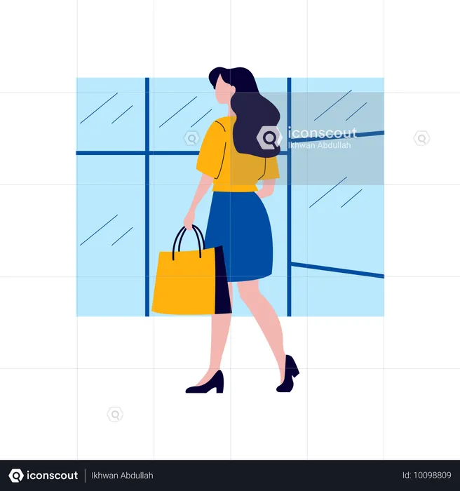 Girl standing with handbag  Illustration