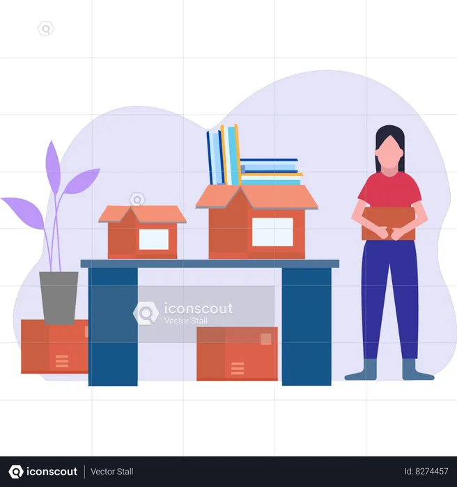 Girl Standing With Logistic  Illustration
