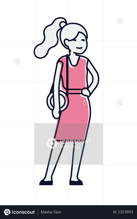 Girl Standing with shoulder purse  Illustration
