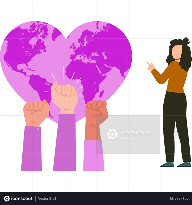 Girl stands for universal peace  Illustration