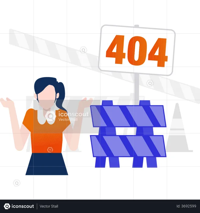 Girl standup near 404 block error  Illustration