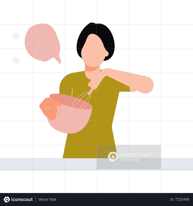 Girl stirring mixture  Illustration