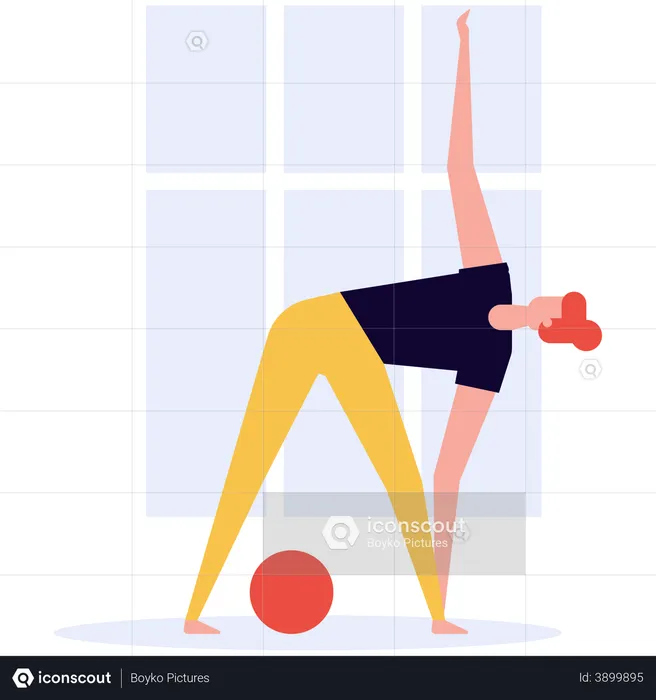 Girl stretching at home  Illustration