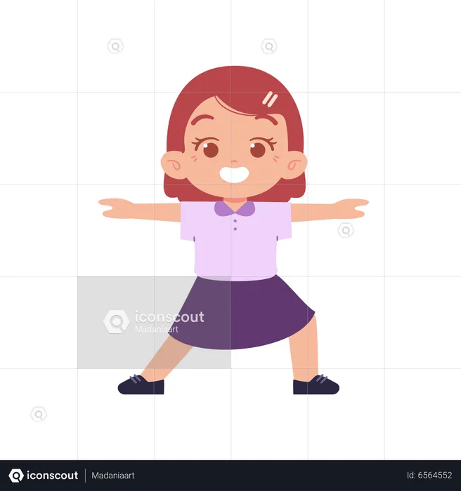 Girl Student Doing Stretching Exercise  Illustration