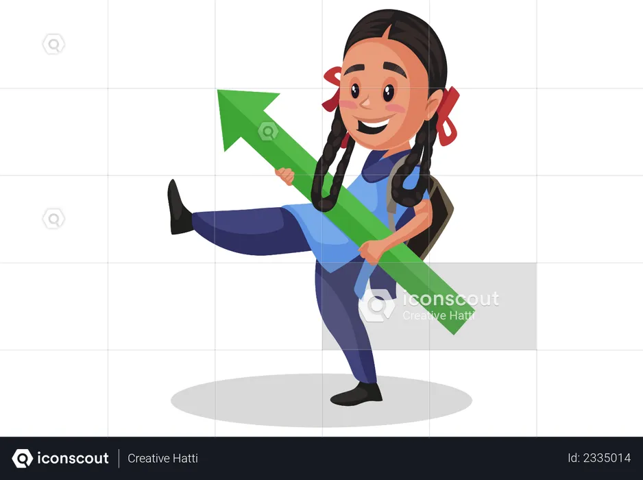 Girl student holding arrow in her hand  Illustration