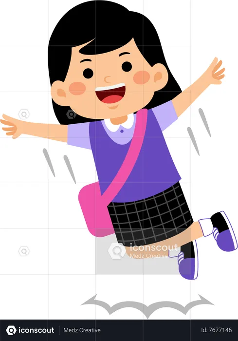 Girl student jumping  Illustration