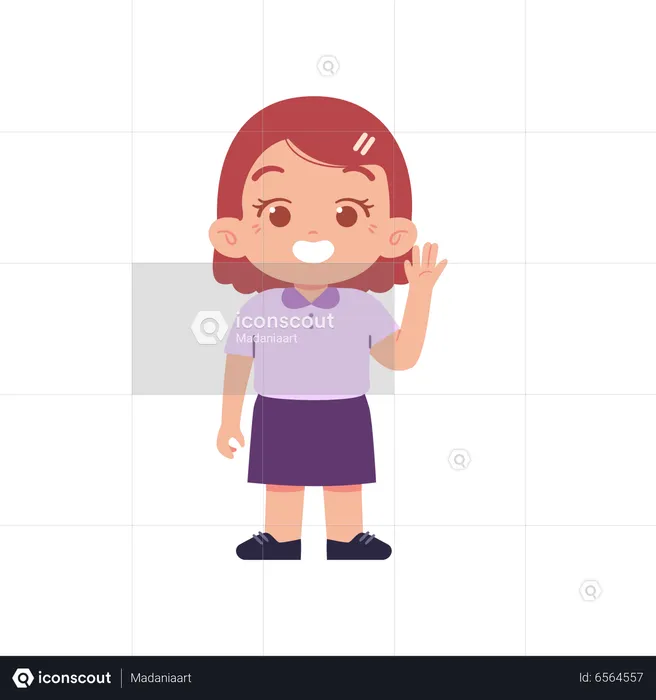Girl Student Say Hello  Illustration