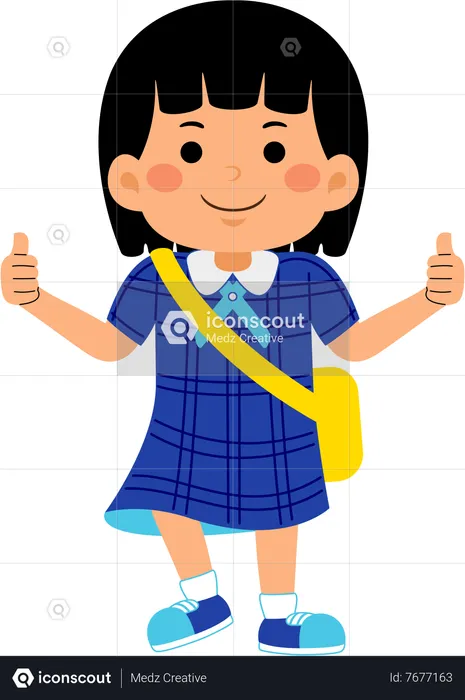 Girl student showing thumbs up  Illustration