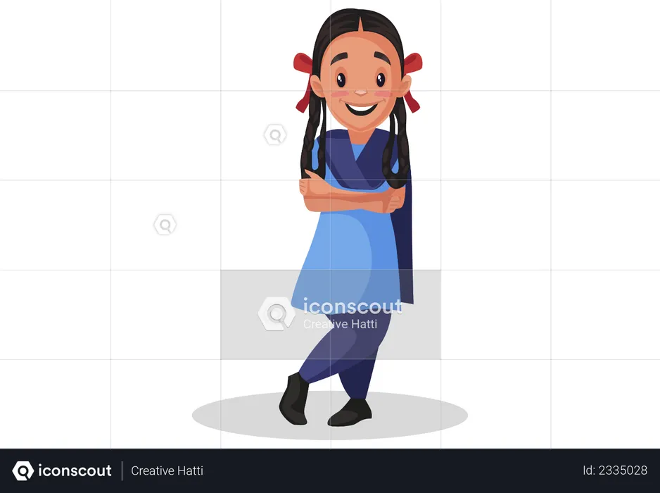 Girl student standing  Illustration