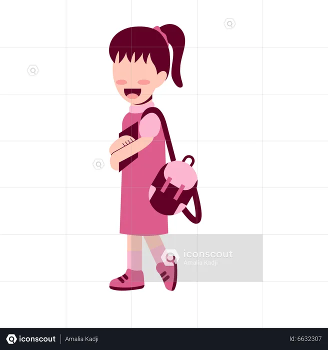 Girl Student With bag  Illustration