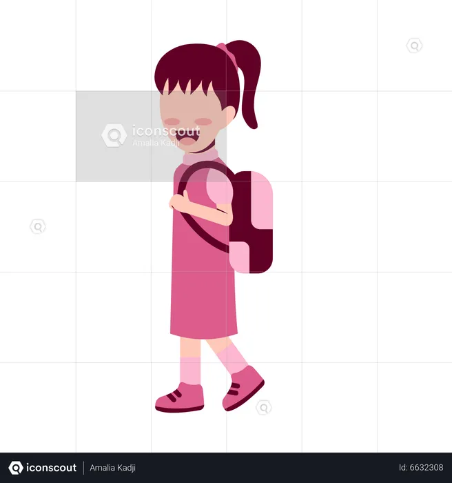 Girl Student With bag  Illustration
