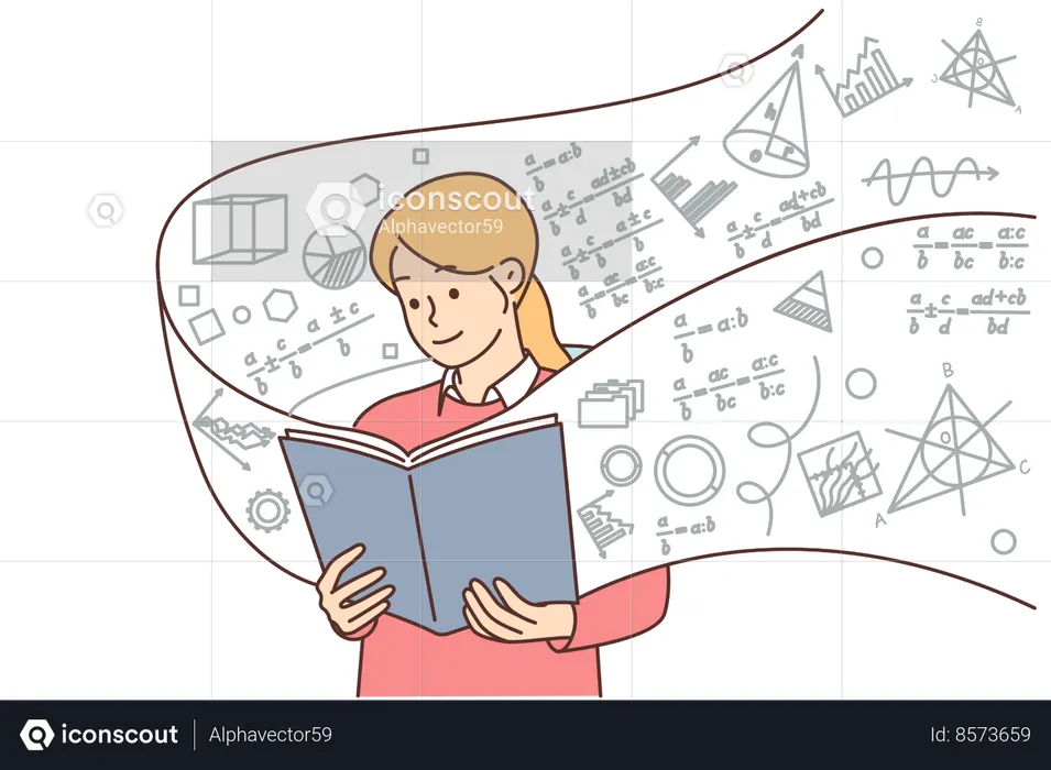Girl student with book  Illustration