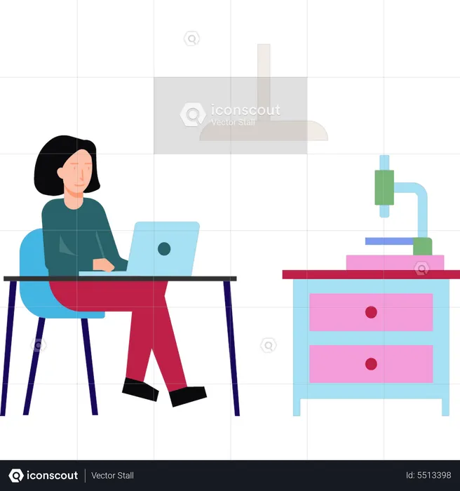 Girl study on laptop  Illustration