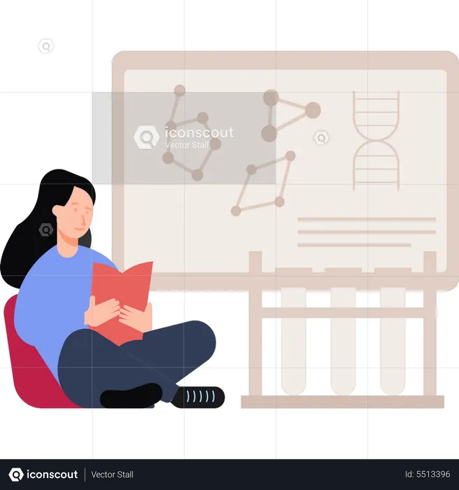 Girl studying science subject  Illustration
