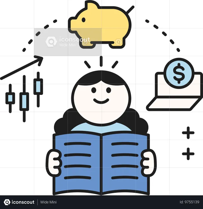 Girl studying stock market  Illustration