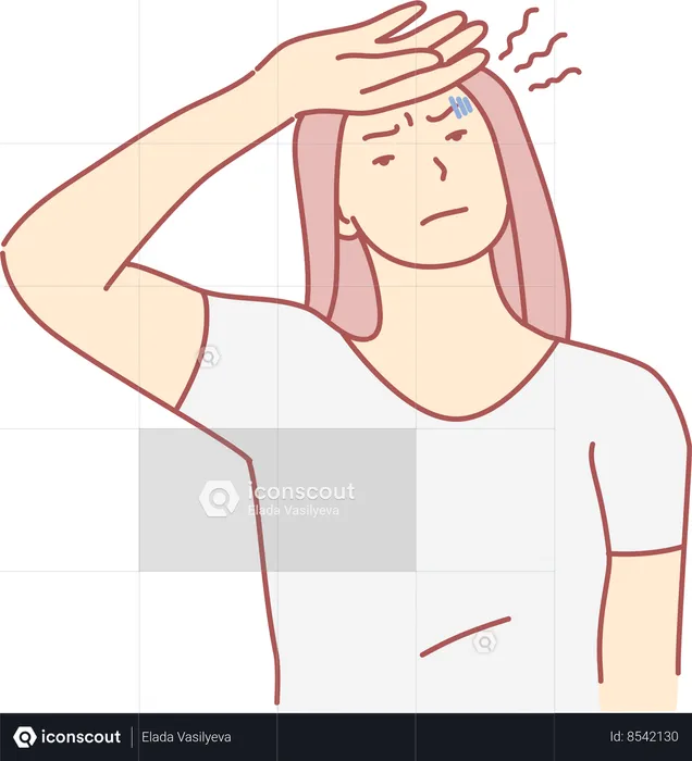 Girl suffering headache  Illustration