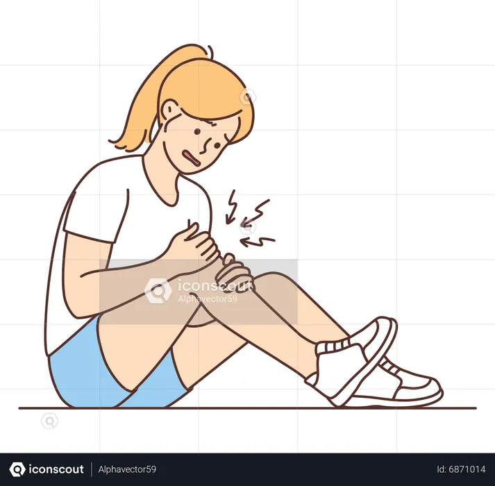 Girl suffering injury on knee  Illustration