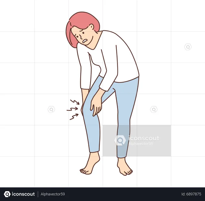 Girl suffering knee pain  Illustration