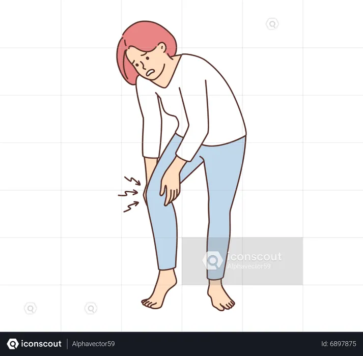 Girl suffering knee pain  Illustration