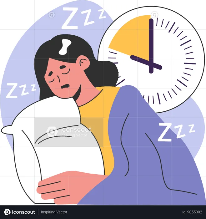 Girl suffers from insomnia  Illustration