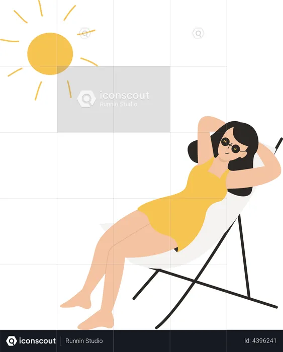 Girl Sunbathing  Illustration