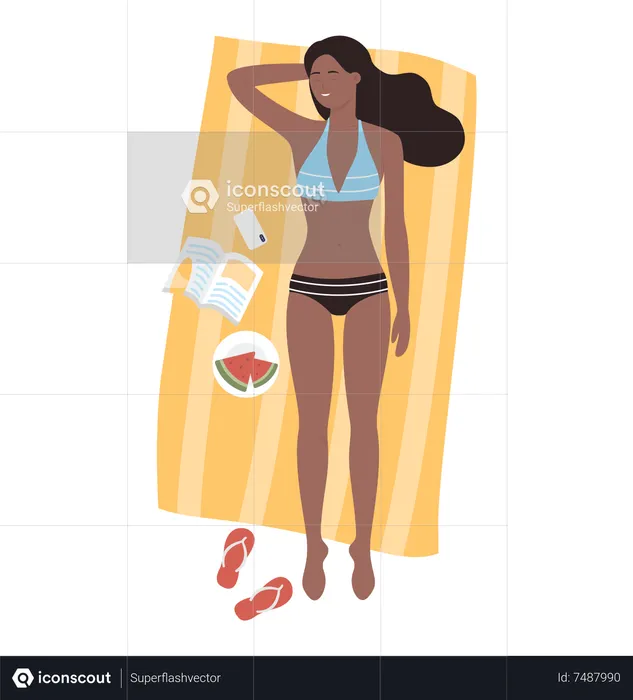 Girl sunbathing  Illustration