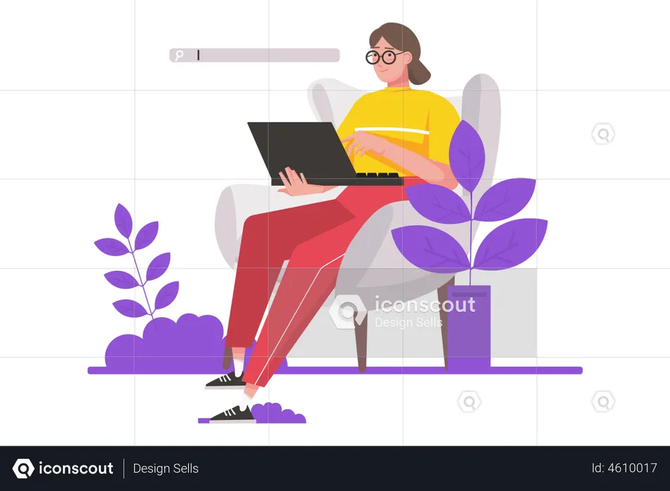 Girl Surfing Internet  Illustration