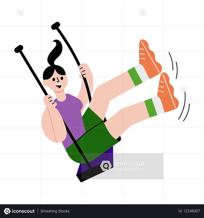 Girl swinging in park  Illustration