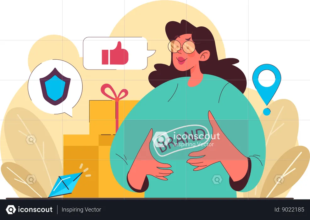 Girl taking about brand  Illustration