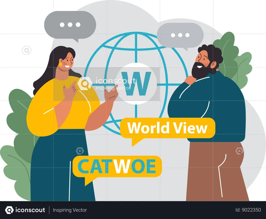 Girl taking about catwoe world view  Illustration