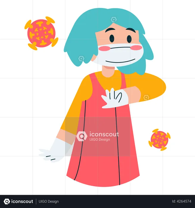 Girl taking corona precautions  Illustration