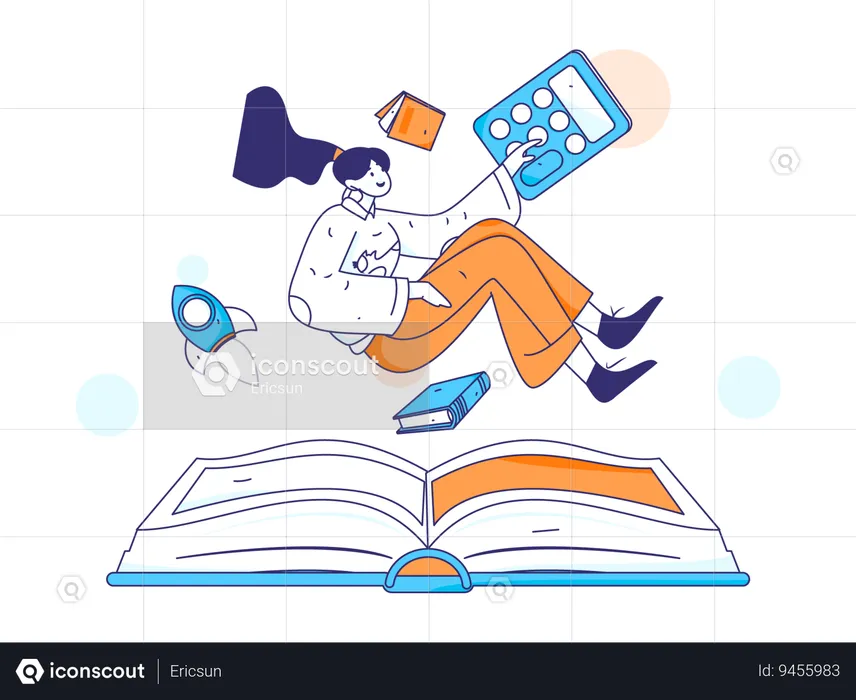 Girl taking education  Illustration