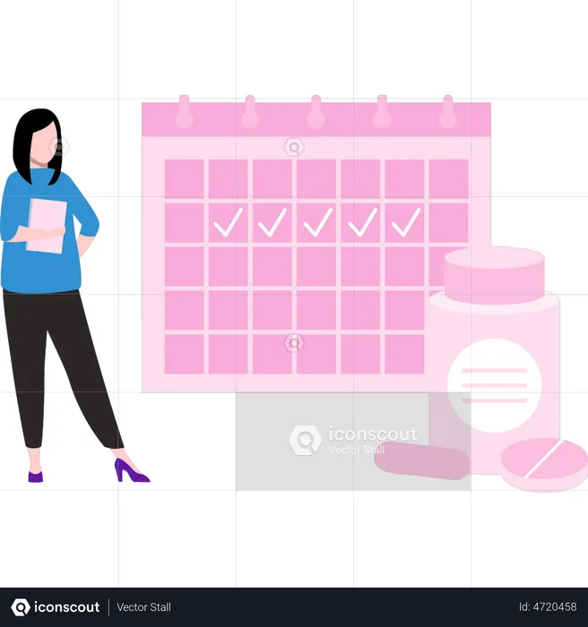 Girl taking medicine dates  Illustration