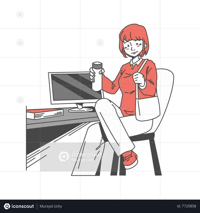 Girl taking Morning coffee  Illustration
