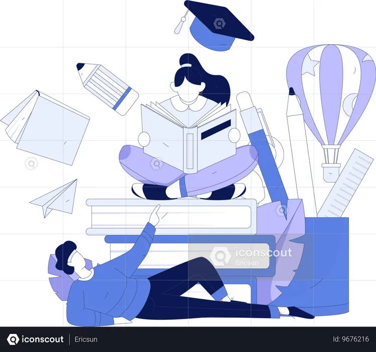 Girl taking Online class  Illustration