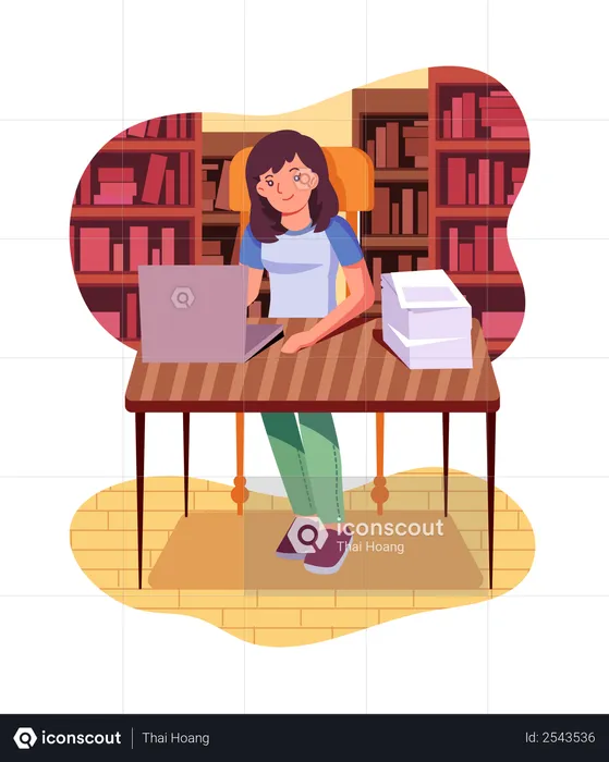 Girl taking part in video conference  Illustration