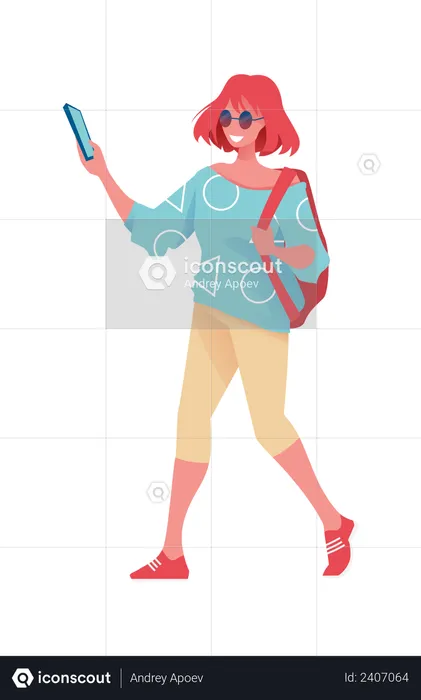 Girl taking selfie  Illustration