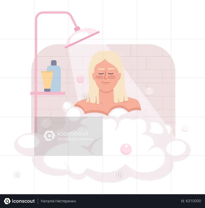 Best Premium Girl Taking shower after waking up Illustration download