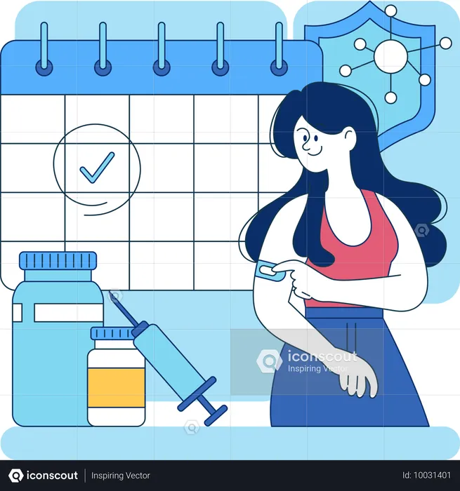 Girl taking vaccine on hand  Illustration