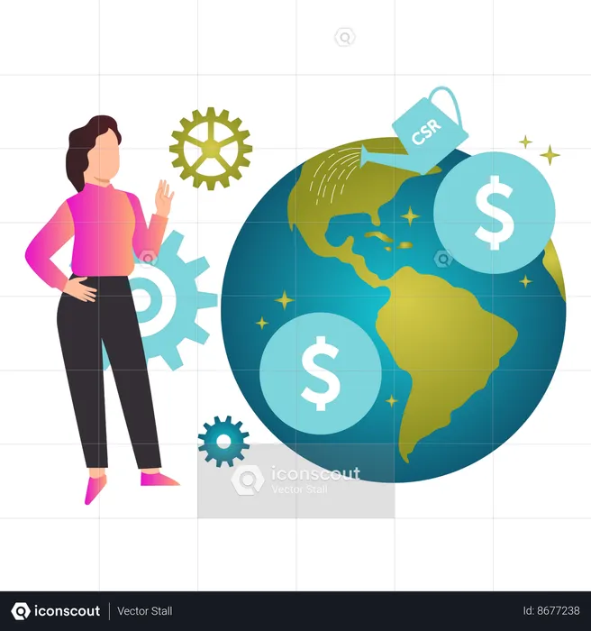 Girl talking about corporate social responsibility  Illustration