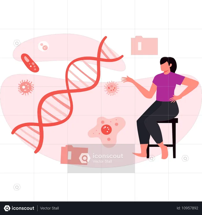 Girl talking about DNA structure  Illustration