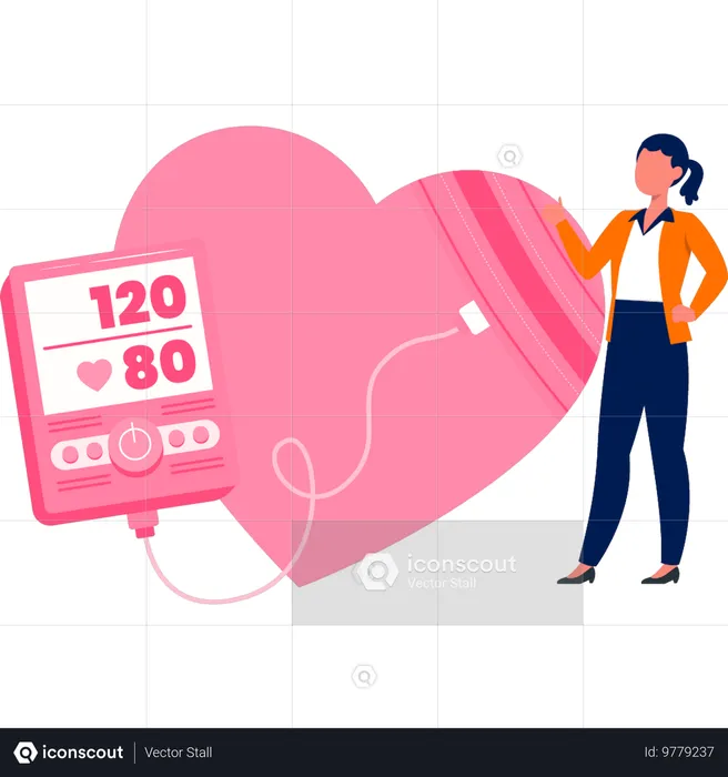 Girl talking about normal blood pressure  Illustration