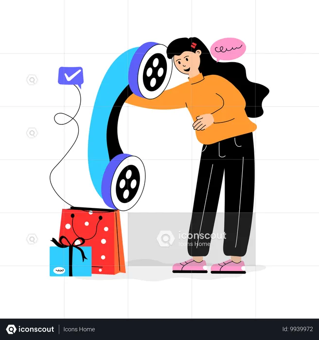 Girl talking on Customer Call  Illustration