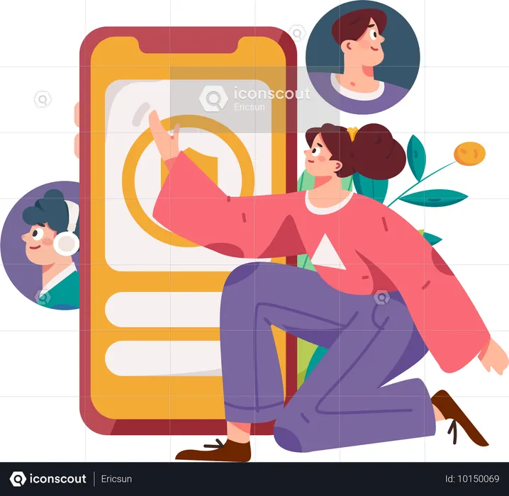 Girl talking on mobile  Illustration