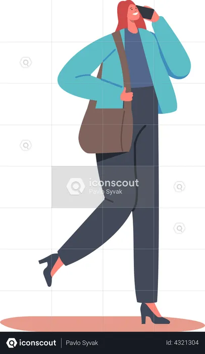 Girl talking on phone  Illustration