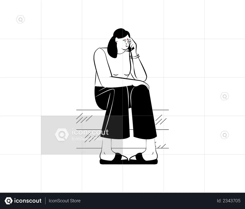 Girl talking on the phone  Illustration