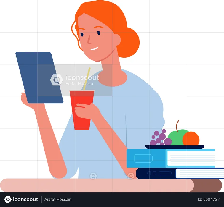 Girl talking on video call  Illustration