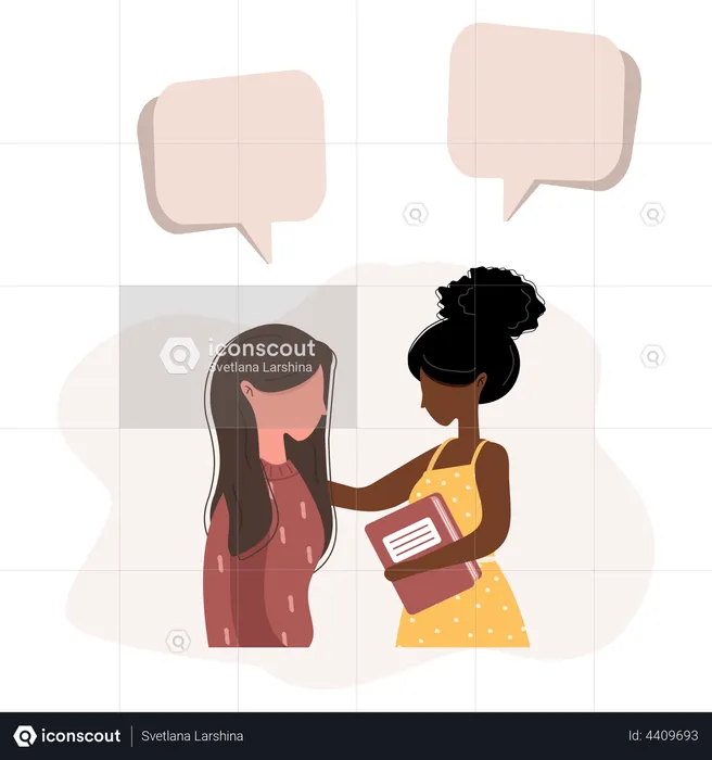 Girl talking to each other  Illustration