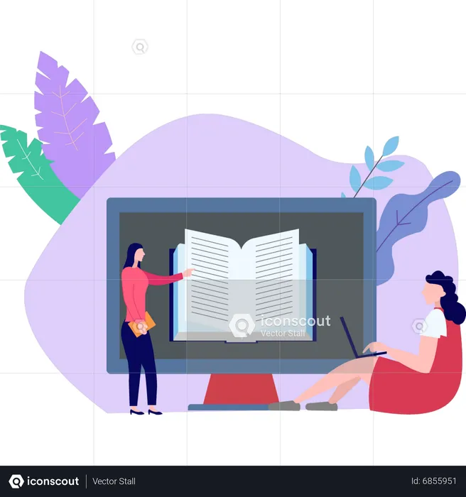 Girl teaching student online  Illustration