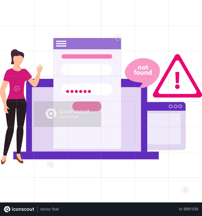 Girl Telling About Alert On Web Page  Illustration